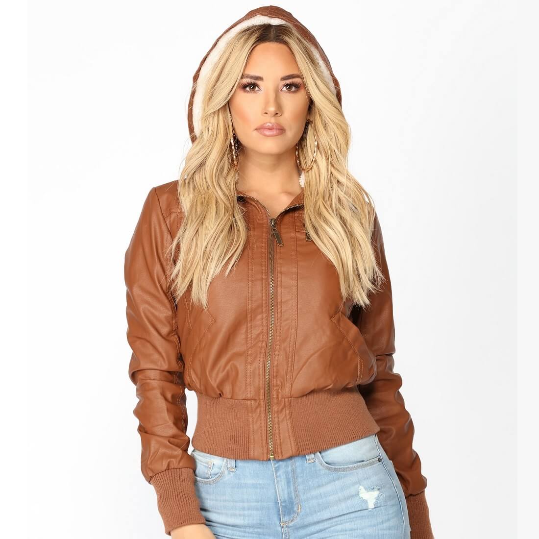 Jacket with Leather Sleeves - Pammvi Inc