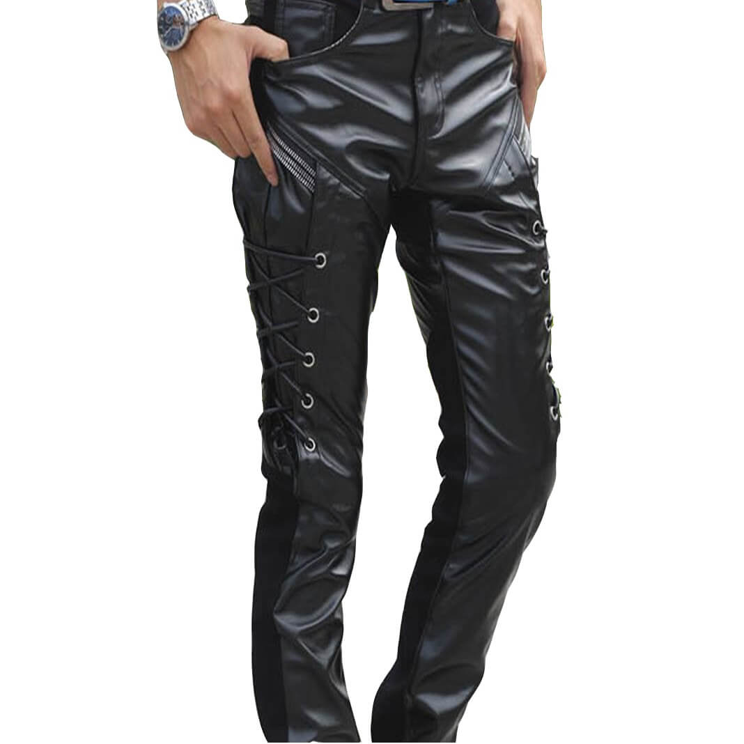 leather fitted pants